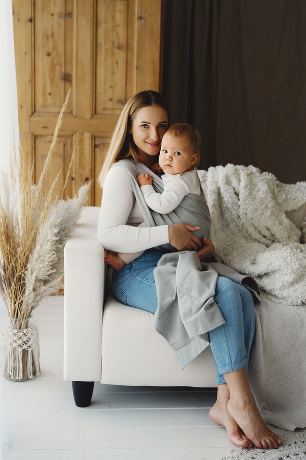 Szara chusta Gray Moonstone – 4,6 m | dla noworodków i niemowląt