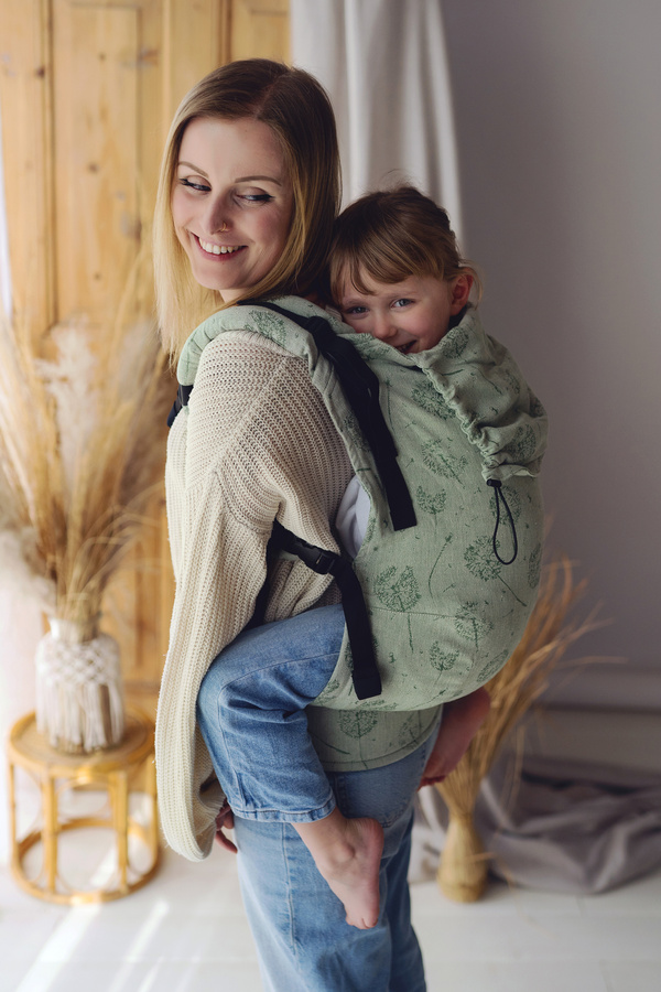 Zielone nosidło Preschooler Flow Lightness z lnem – Dmuchawce