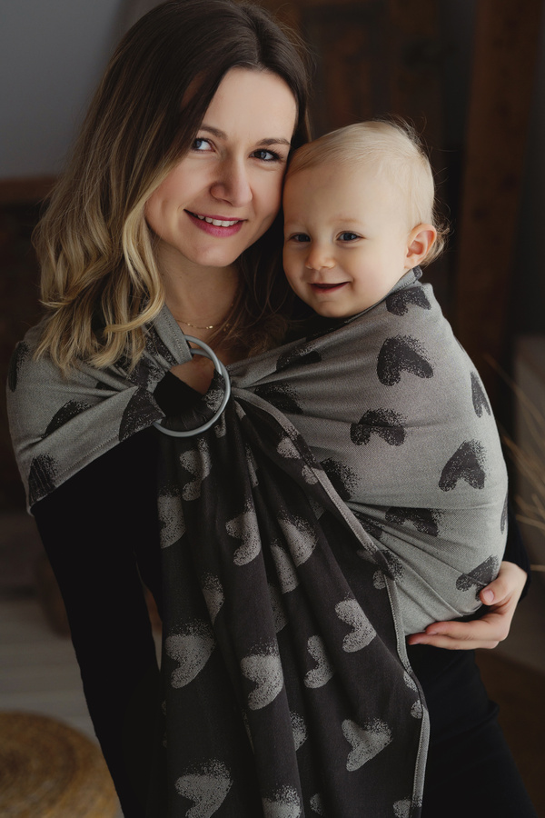 Brązowa chusta kółkowa Cosy Love M (2m)/II gatunek - dla malucha i starszaka 