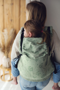 Zielone nosidło Preschooler Flow Lightness z lnem – Dmuchawce