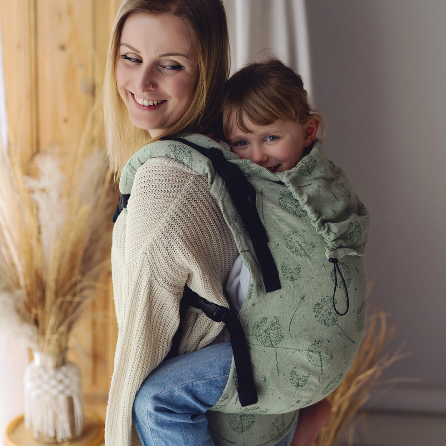 Zielone nosidło Preschooler Flow Lightness z lnem – Dmuchawce