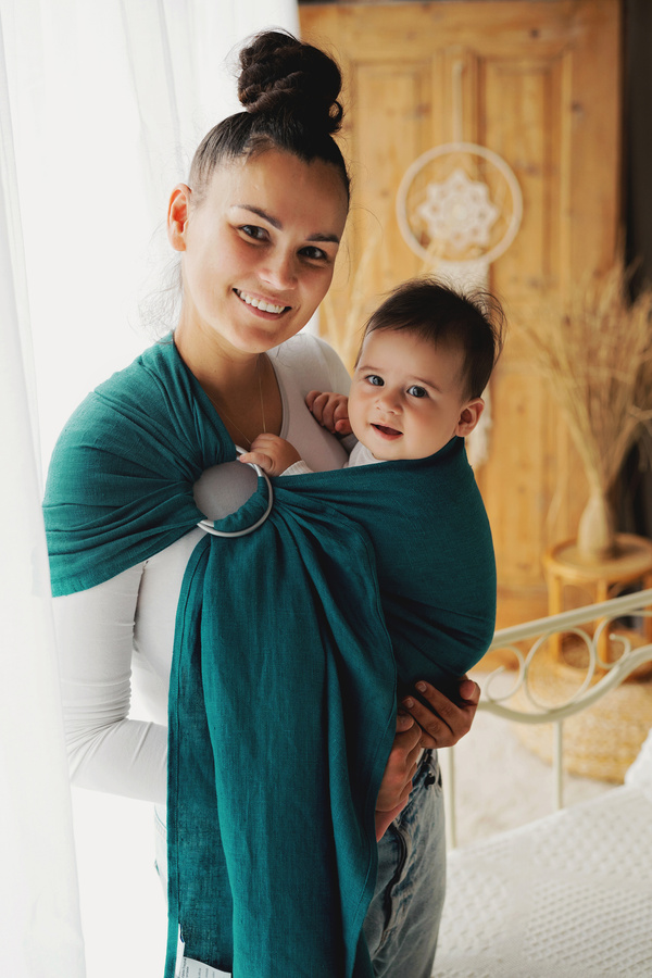 Chusta kółkowa Pure Linen Deep Aqua S (1,7m) DEMO