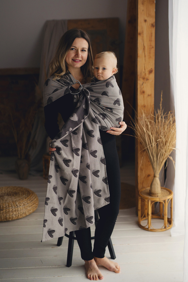 Brązowa chusta kółkowa Cosy Love M (2m)/II gatunek - dla malucha i starszaka 