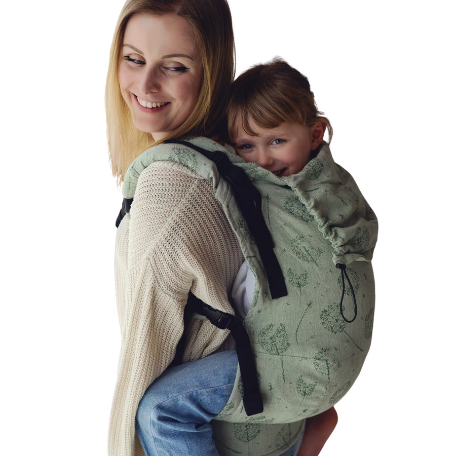 Zielone nosidło Preschooler Flow Lightness z lnem – Dmuchawce