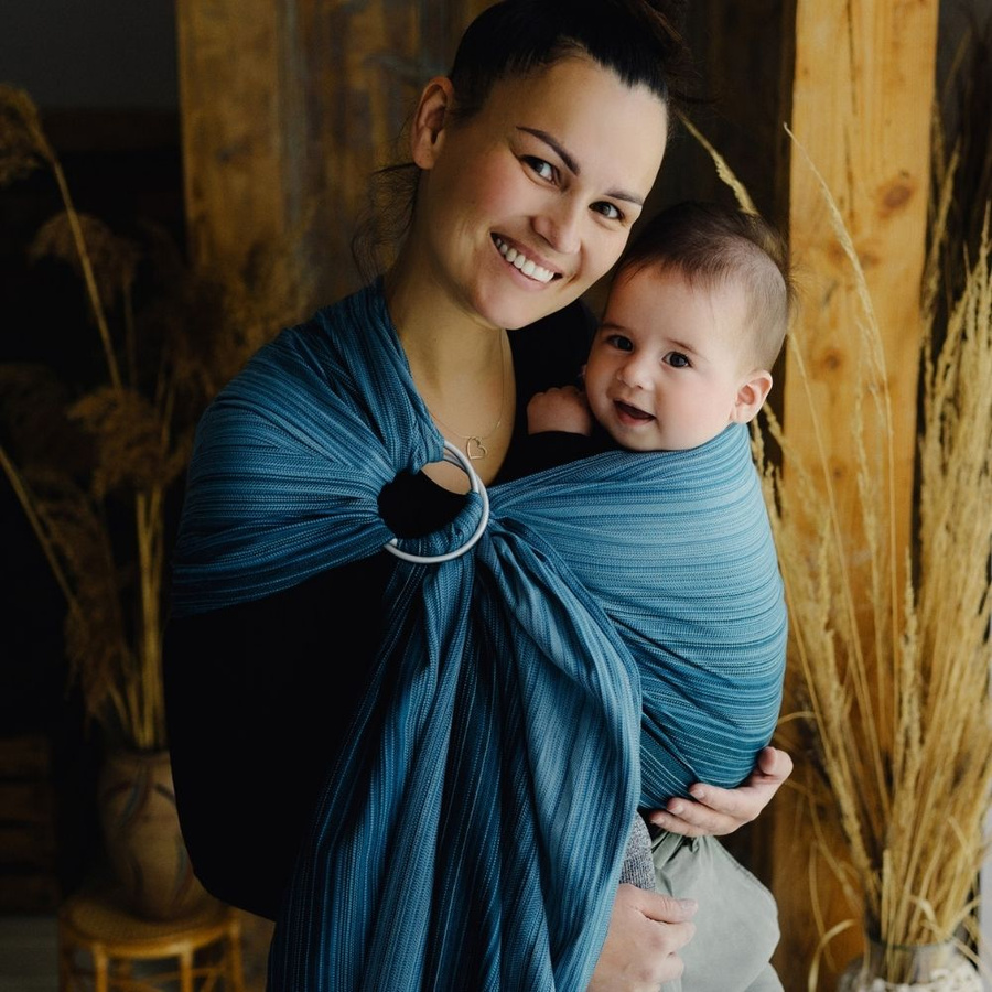 Niebieska chusta kółkowa Boleit M – komfort w codziennym noszeniu