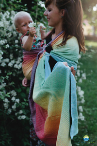 Little Frog żakardowa chusta kółkowa - Lovely Linen  Rainbow S (1,7 m)/II gatunek