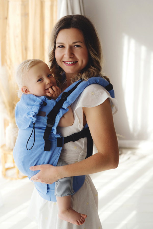 Niebieskie lniane nosidełko Prime - Pure Linen Mistral