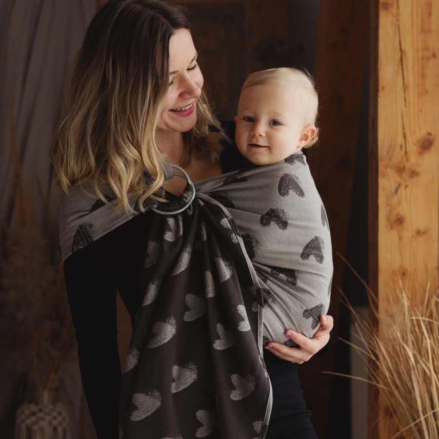 Brązowa chusta kółkowa Cosy Love M (2m) - dla malucha i starszaka