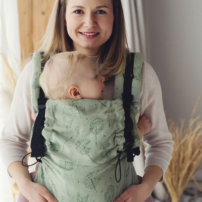Nosidełko dla dzieci z lnem Prime Flow Lightness, zielone dmuchawce